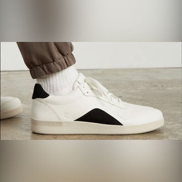 Everlane NWOB Women’s ReLeather Court Sneakers I’m Off White and Black Size 5 - Picture 1 of 10